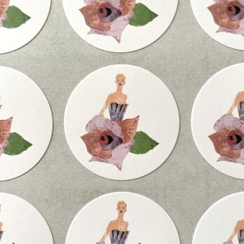 ばらのドレスのシール 48枚