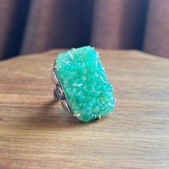 オキュパイドジャパン グラスカメオ(グリーン)リング【hr230】