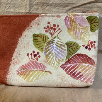 手描き染のポーチ　