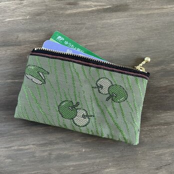 【うさぎ　青りんご】畳縁　ぺたんこ　ミニポーチ　小銭入れ　カードケース　リンゴ　安曇野　信州　緑　青りんご　グリーンアップル