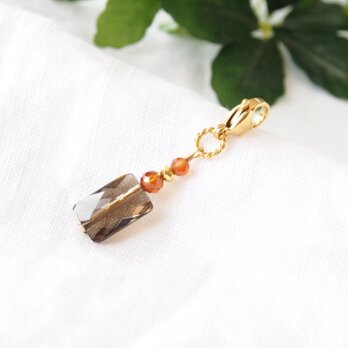 Rectangle Zipper Charm（スモーキークォーツ×ヘソナイトガーネット）