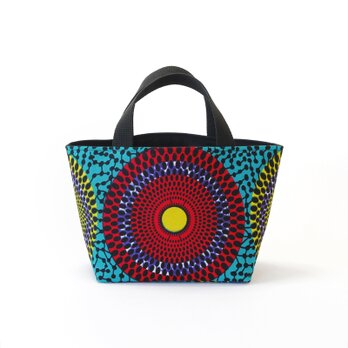 アフリカ布のランチトート（サークルドット）ランチ ランチバッグ お弁当 お散歩 アフリカンプリント