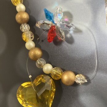 ハートのイエロークリスタルのサンキャッチャー