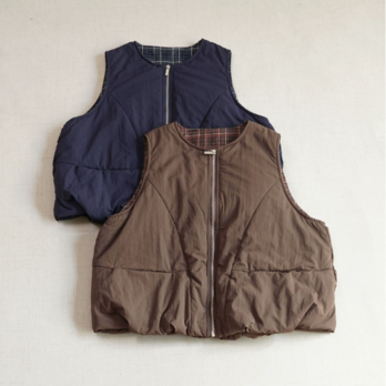 【受注製作】ジップアップ ベスト レディース 秋冬 キルティング 丸首 重ね着 便利