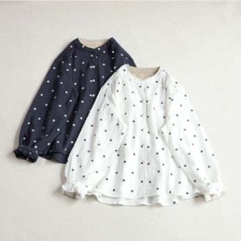 【受注製作】綿. ドット柄 ロングスリーブシャツ 綿 通勤 ゆったり 春 秋