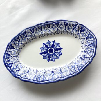 オーバル皿 centraleマヨリカ焼き イタリア陶器 Blu OVL075