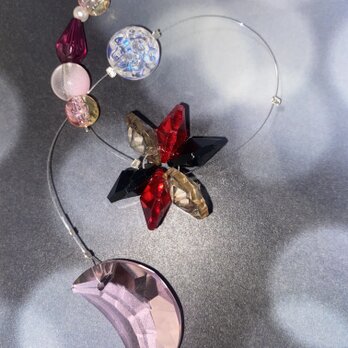 三日月のピンクのクリスタルのサンキャッチャーのコピー