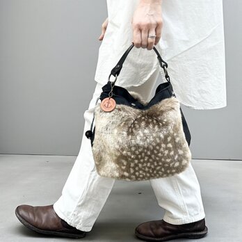 BALON　mini：ブラック×バンビDB（CORDURA　撥水加工ナイロン素材×フェイクファーバッグ）