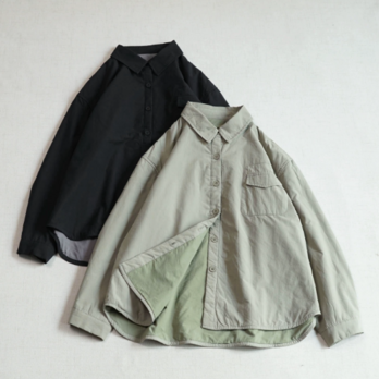 【受注製作】綿.キルティングシャツジャケット 薄手 綿入り ゆったり 通勤