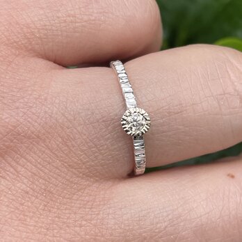 ブラウンダイヤモンド　3㎜　伏せ込み留め　K18×シルバーSV925　コンビリング