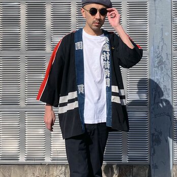 消防団 法被 半纏 1950年代・フェード ジャパンヴィンテージ・リメイク ハンドメイドにもお勧め