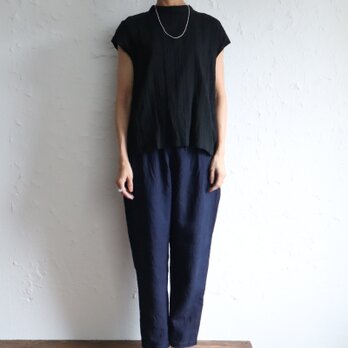 テーパードリネンパンツ　濃