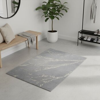 ラホリーバフト　ガゼニウール　ラグ　127x83㎝　SilverGray　大理石風デザイン
