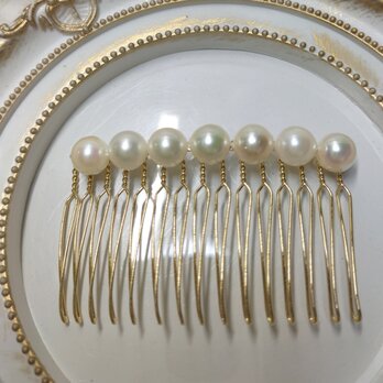 日本産あこや本真珠（宇和島産）のヘアコーム（15本足）