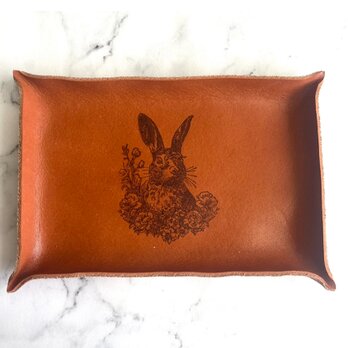 本革　うさぎ　レザートレイ　レザートレー　小物入れ