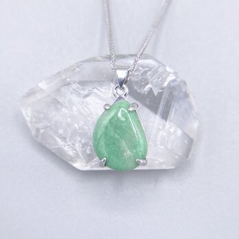 天然翡翠シルバーネックレス☆原石から磨きました！60cmのスライドアジャスターチェーン付き