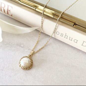 ジャパンヴィンテージパールの上品ネックレス｜小ぶりでやさしい輝き・スライドボール付き（長さ調整可）