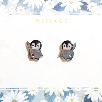 ～小さなピアスシリーズ～子ペンギンのピアス/ノンホールピアス(樹脂イヤリング)