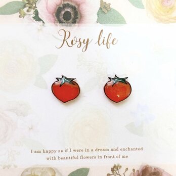 ～小さなピアスシリーズ～トマトのピアス/ノンホールピアス(樹脂イヤリング)