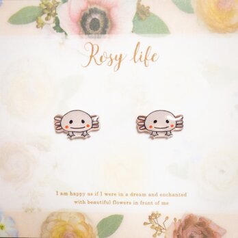 ～小さなピアスシリーズ～ウーパールーパーのピアス/ノンホールピアス(樹脂イヤリング)