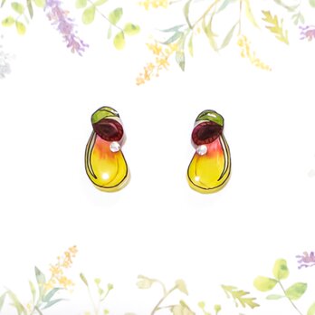 ～小さなピアスシリーズ～ウツボカズラのピアス/ノンホールピアス(樹脂イヤリング)