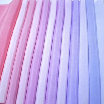 C-06）正絹胴裏（着物の裏地）　手染め　12色12枚　はぎれセット　ピンクパープルグラデーション　つまみ細工用布