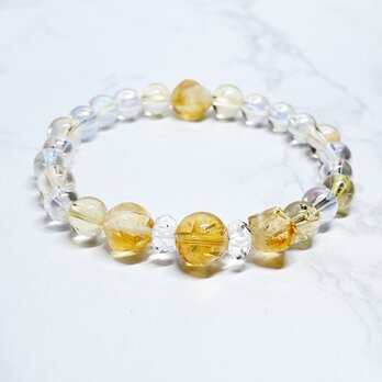 11月の誕生石シトリン｜経験を重ねて光を放つ 天然石ブレスレット｜シトリンファントム・オーラ水晶・ No.826