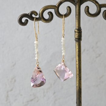 宝石質アメトリンのピアス（原石ダイヤ）・イヤリング変更可