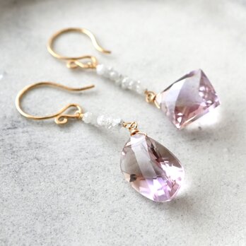 宝石質アメトリンのピアス（原石ダイヤ）・イヤリング変更可