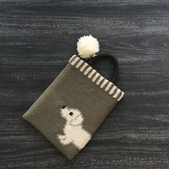 OliveGreen - パピー模様のクロッシェバッグ