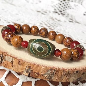 三眼　エレファントスキンジャスパー　赤瑪瑙　めのう　アゲート　三眼天珠　天然石