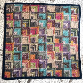 ドミノ編みのブランケット　おくるみ　膝掛け　手編み　OPAL