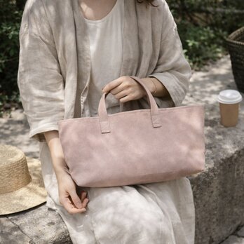 本革 スウェード ミニトート スモールフィールドバッグ スモーキーピンクベージュ 牛革 軽量 小さめ シンプル ユニセックス