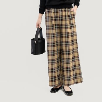 ベージュで上質なタータンチェックを楽しむ ワイドパンツ ●ROSIE-WP●