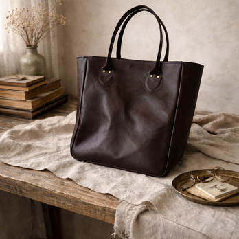 静かな深み。本革 キャリーオールバッグ／ダークブラウン｜A4対応・渋さと品格を併せ持つトート