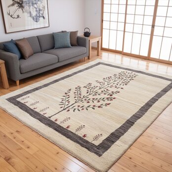 ペルシャ ギャッベ　リビング敷き　ダイニング敷き　ラグ　250x205cm　生命の木　ヤギ　羊　RJ15535