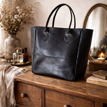 本革 キャリーオールバッグ／ブラック｜A4対応・無骨で上品な定番トート