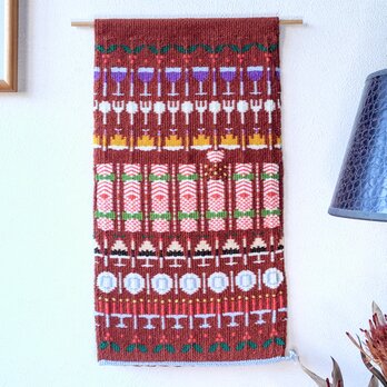 北欧手織り//受注制作//クリスマスタペストリー(Christmas Table)