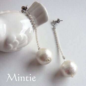 【SALE】一点ものピアス★パールレーンとコットンパール(シルバー)