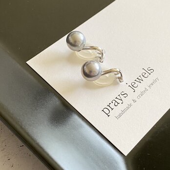 【8ｍｍ次回入荷未定】日本製SVソフトタッチジュエリーイヤリング 一粒パールイヤリング　グレーパール