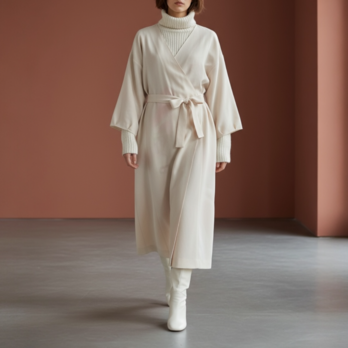 ローブコート【送料込み】着物リメイク　裏地付き　ホワイト