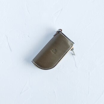 ジップキーケース(オリーブ×キャメル)　スマートキー　革　イタリアンレザー　バイカラーのコピー