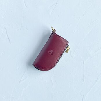 ジップキーケース(ワイン×グレー)　スマートキー　革　イタリアンレザー　バイカラーのコピーのコピーのコピー