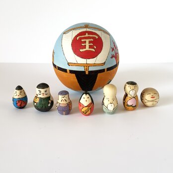 宝船と七福神　木のおもちゃ