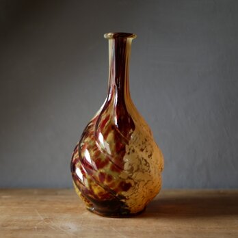 クリシー　Brown × Yellow  オパリンガラス　フラワーベース　フランスヴィンテージ