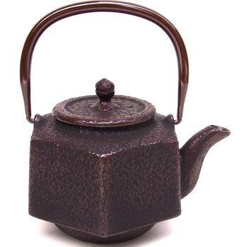 【お取り寄せ】南部鉄器 ティーポット 急須 六角利久 0.5L 茶色 日本製 内面ホーロー加工