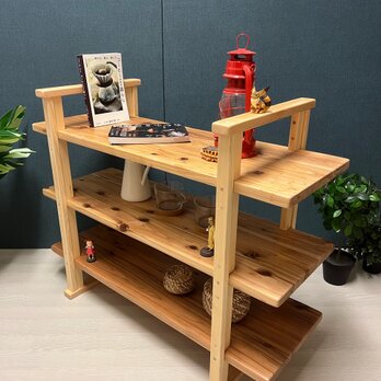 【送料無料】 オープンラック 本棚 小物置き 杉 ナチュラル 3段