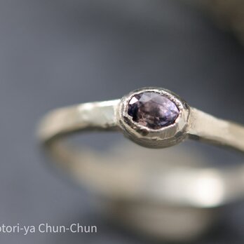 【これぞバイカラー！】バイカラーパープルサファイア・シルバーリング【紫日和】