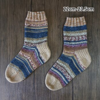 手編みの靴下［洗濯機ok］