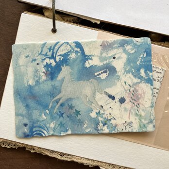 和紙の絵葉書【青を駆ける】ポストカード